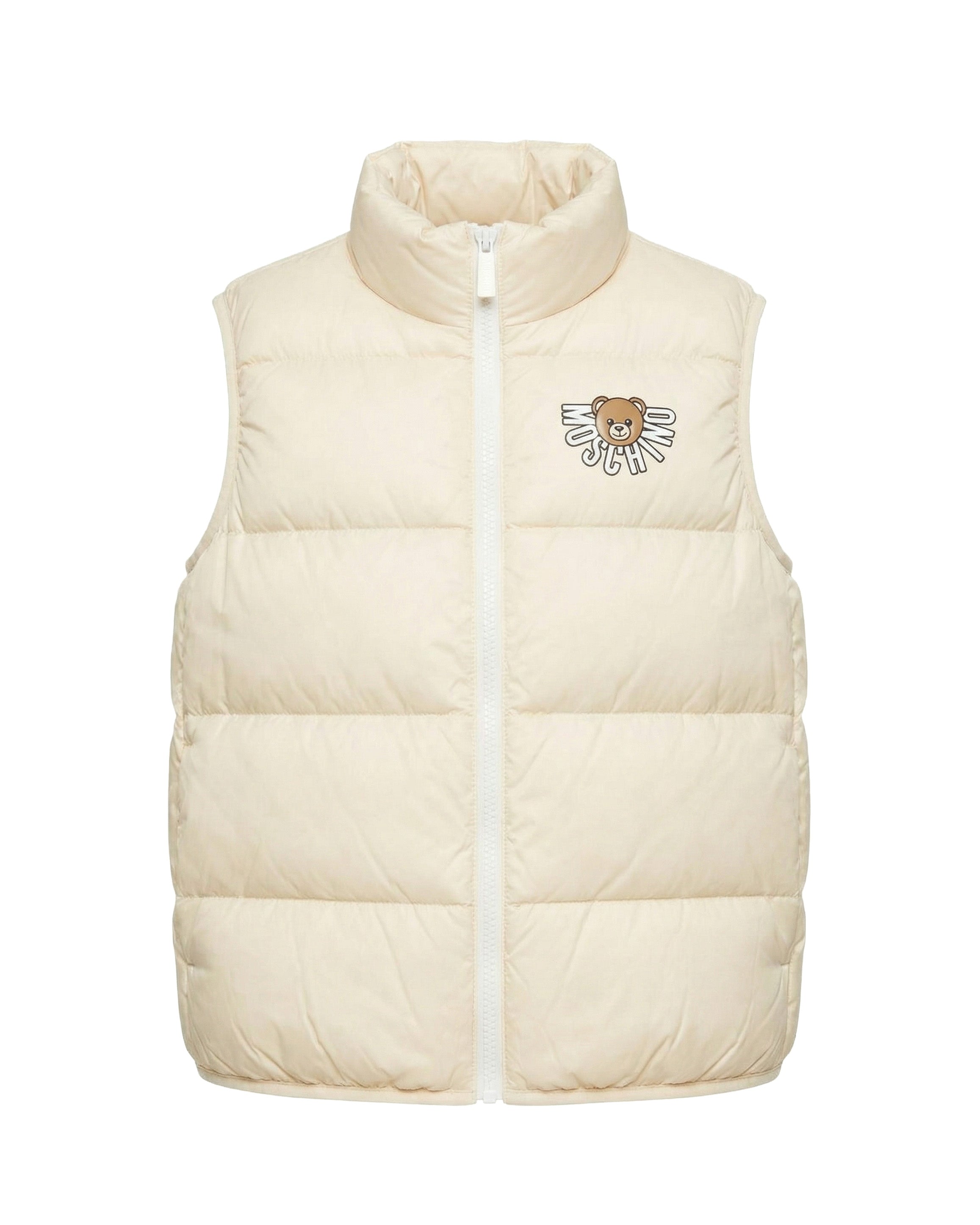 Moschino Kids Gilet Panna Unisex con Logo Teddy per Bambini