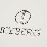Iceberg Kids T-shirt Bianca Crop con Logo Borchiato per Bambine (dettaglio)