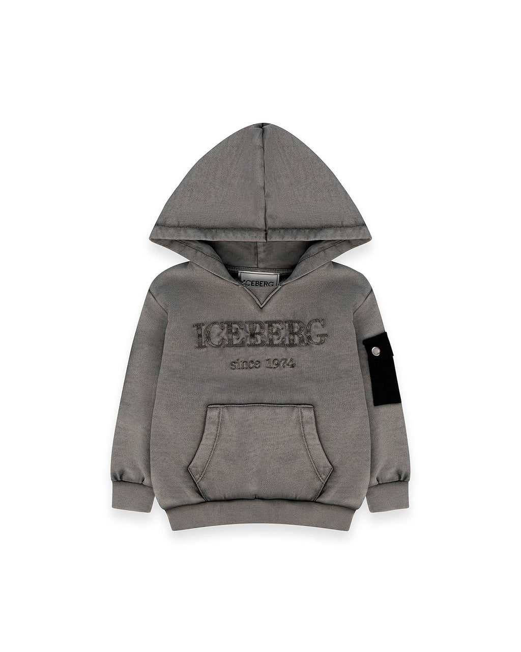 Iceberg Kids Felpa Grigia con Cappuccio e Logo Ricamato per Neonati