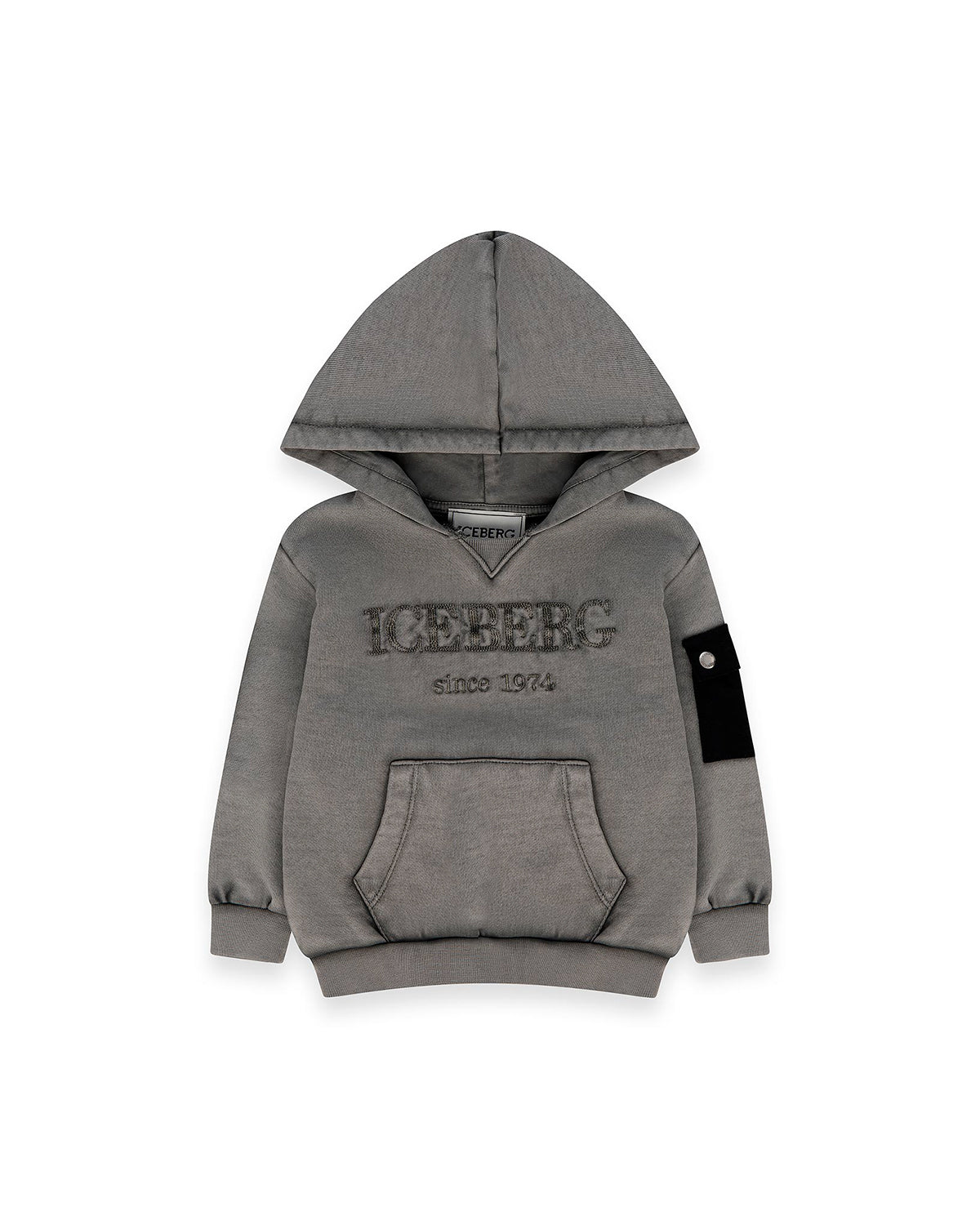 Iceberg Kids Felpa Grigia con Cappuccio e Logo Ricamato per Neonati