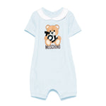 Moschino Kids Tutina Celeste con Stampa Toy per Neonati