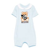 Moschino Kids Tutina Celeste con Stampa Toy per Neonati
