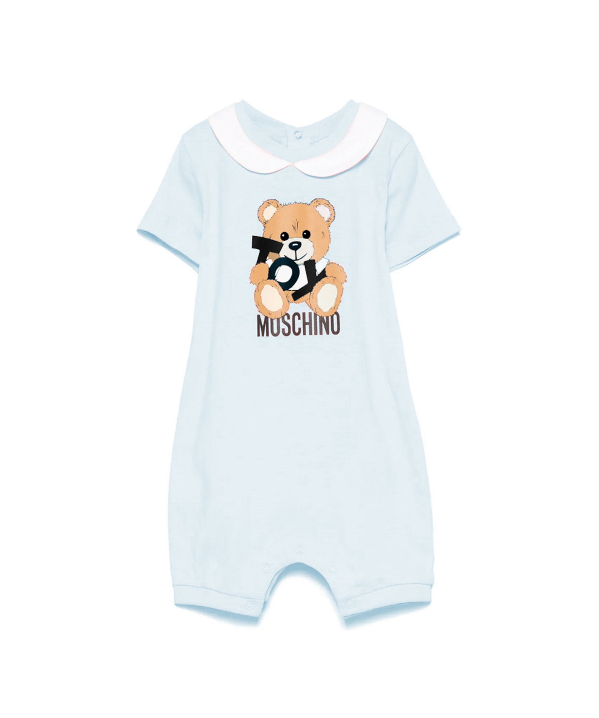 Moschino Kids Tutina Celeste con Stampa Toy per Neonati