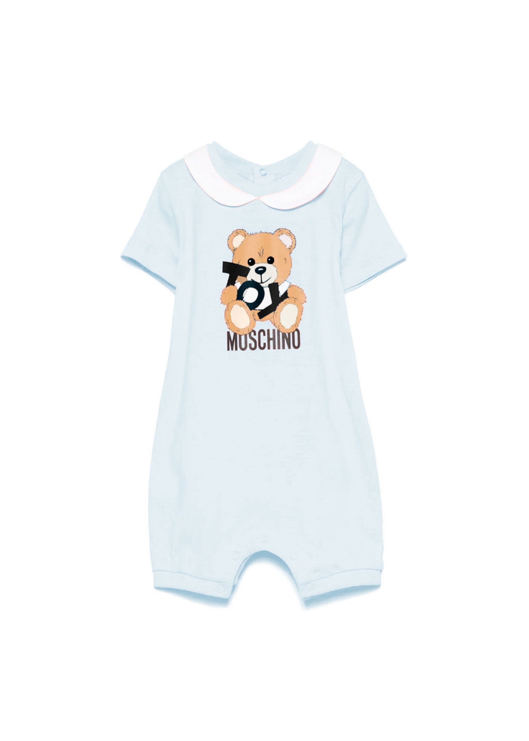 Moschino Kids Tutina Celeste con Stampa Toy per Neonati