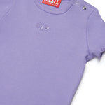 Diesel Kids T-Shirt Lilla a Costine con Logo in Rilievo per Neonate
