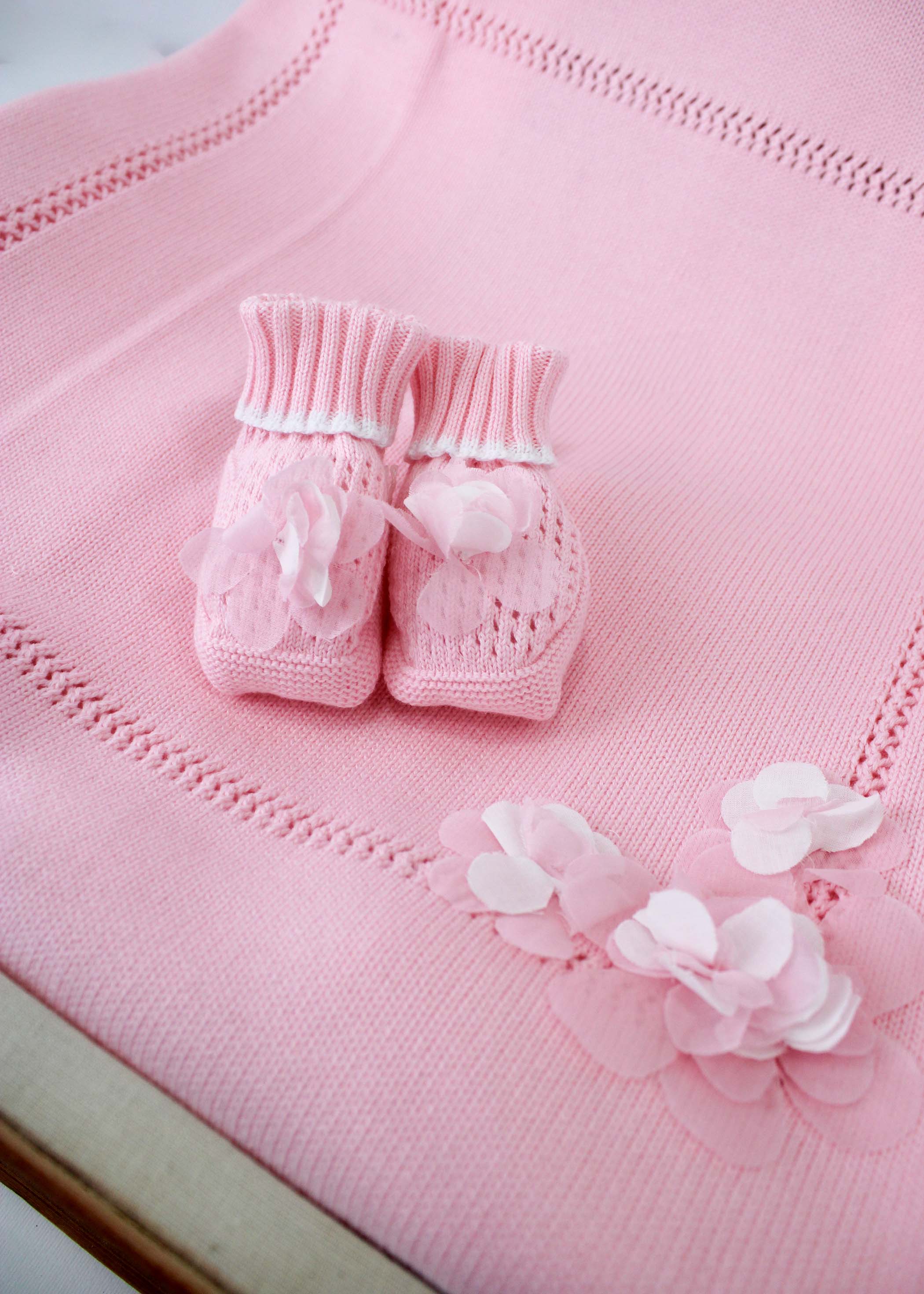 Le Coconne Scarpine Rosa con Fiori per Neonate