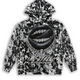 ART SUPER MONEY Kids Felpa Cappuccio Stampa Labbra Camo Bambini