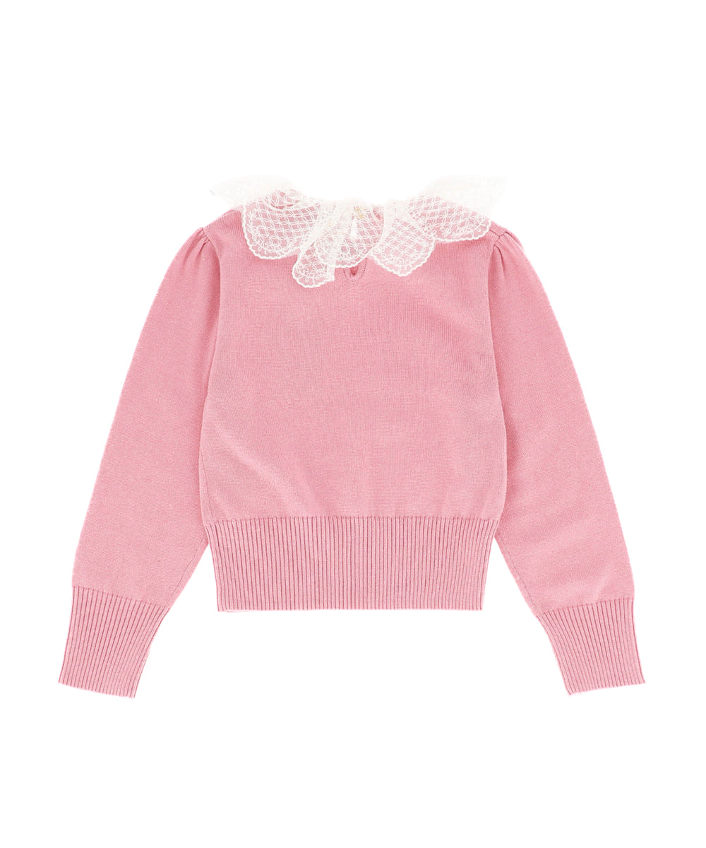 Angel's Face Maglioncino Rosa con Girocollo in Pizzo per Bambine (retro)