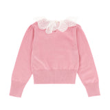 Angel's Face Maglioncino Rosa con Girocollo in Pizzo per Bambine (retro)