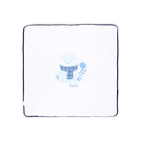 BOSS Kids Copertina Azzurra Bifacciale in Cotone con Stampa Panda Rosso e Orsetti Jacquard per Neonati