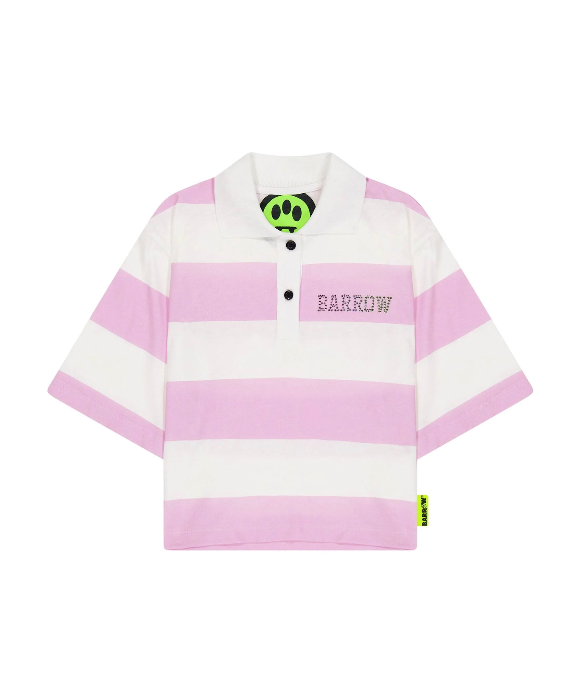Barrow Kids Polo a Righe Bianco/Rosa per Bambine (fronte)