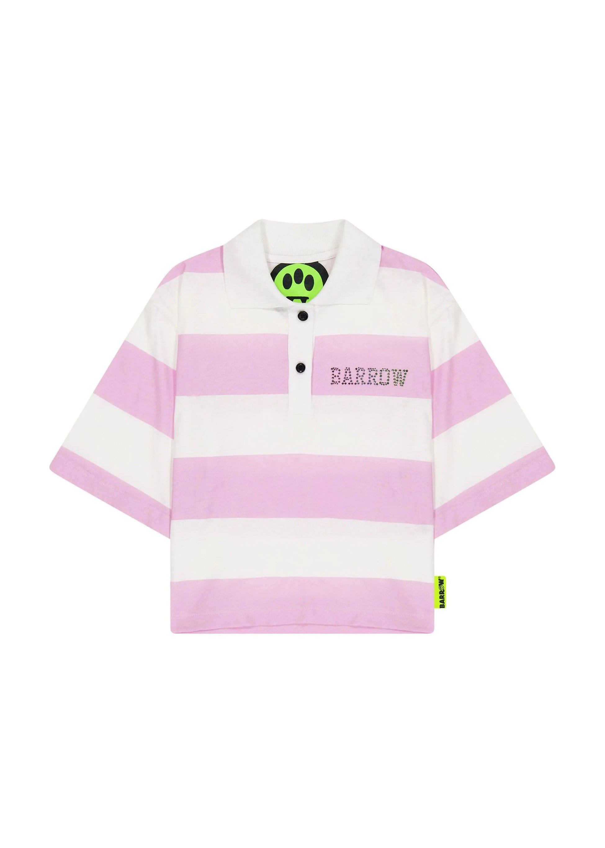 Barrow Kids Polo a Righe Bianco/Rosa per Bambine (fronte)