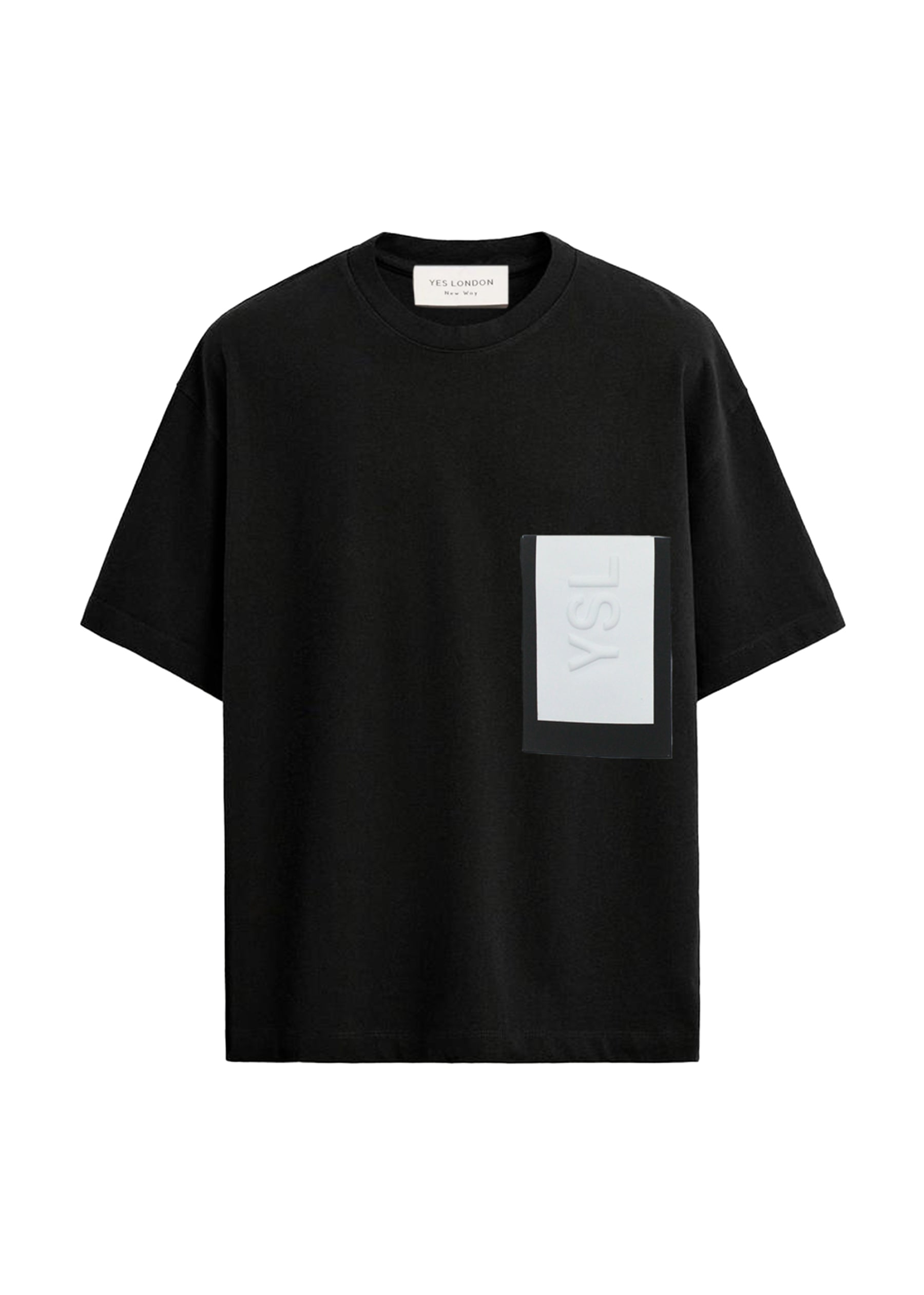 Yes London T-shirt Nera Over con Patch Logo per Bambini