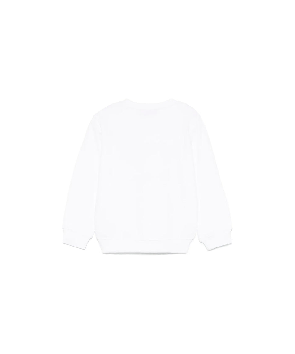 Moschino Kids Felpa Girocollo Bianca con Stampa per Neonati
