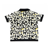 Msgm Kids Polo Nero con Logo All-Over Unisex