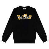 Moschino Kids Felpa Girocollo Nera con Stampa per Bambini