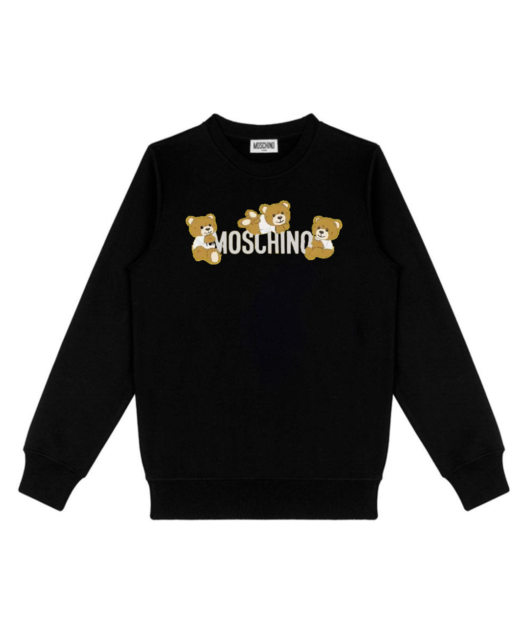 Moschino Kids Felpa Girocollo Nera con Stampa per Bambini