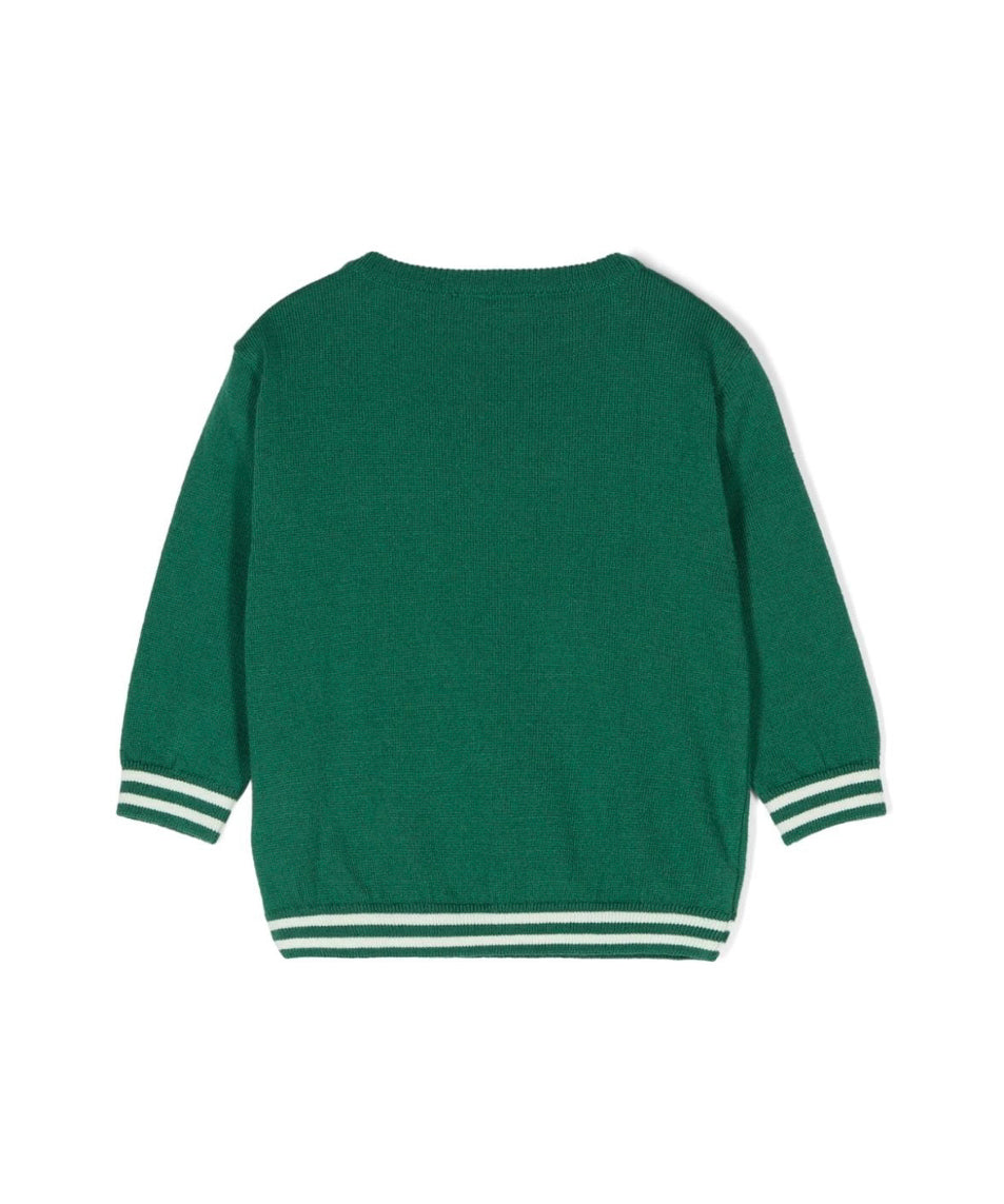 Moschino Kids Maglioncino Verde con Teddy Bear per Neonati (retro)