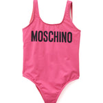 Moschino Kids Costume Monokini Fucsia con Logo per Bambine