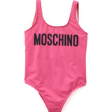 Moschino Kids Costume Monokini Fucsia con Logo per Bambine