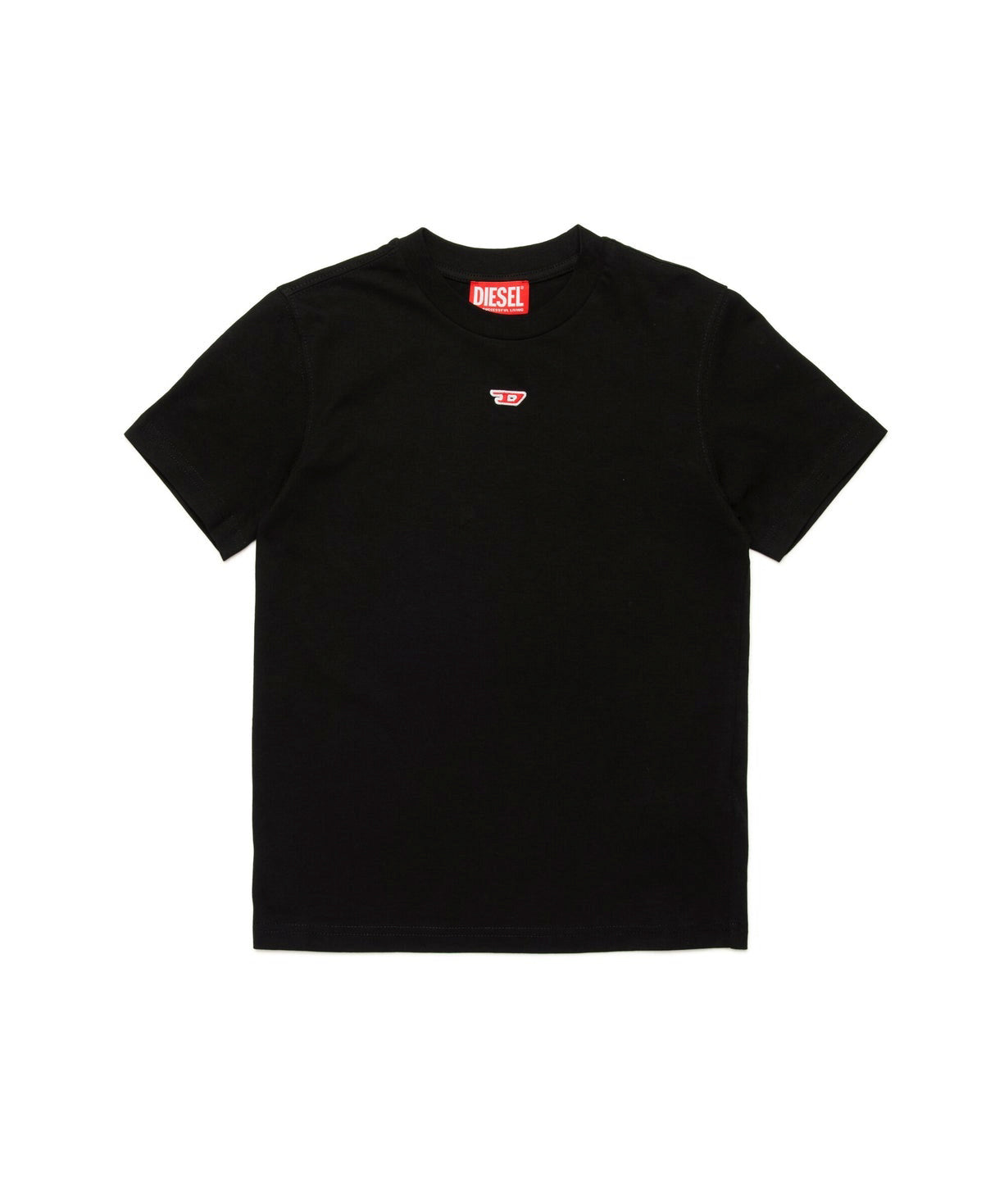 Diesel Kids T-shirt Nera con Patch Oval D