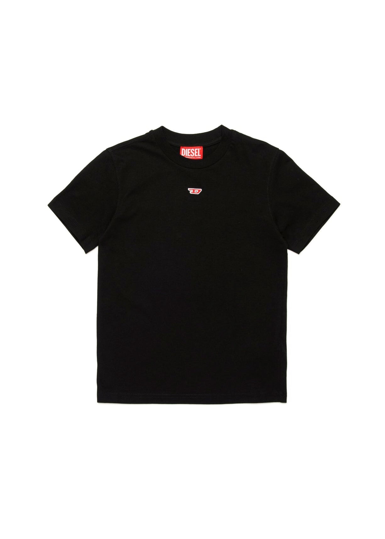 Diesel Kids T-shirt Nera con Patch Oval D