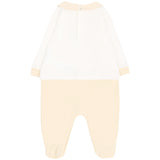 Moschino Kids Tutina Panna e Beige in Cotone con Colletto e Stampa Teddy Bear per Neonati