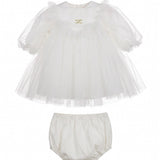 Elisabetta Franchi La Mia Bambina Abito Avorio con Logo Oro per Neonate