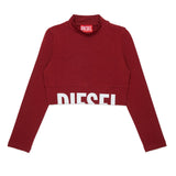 Diesel Kids Top Bordeaux con Logo per Bambine