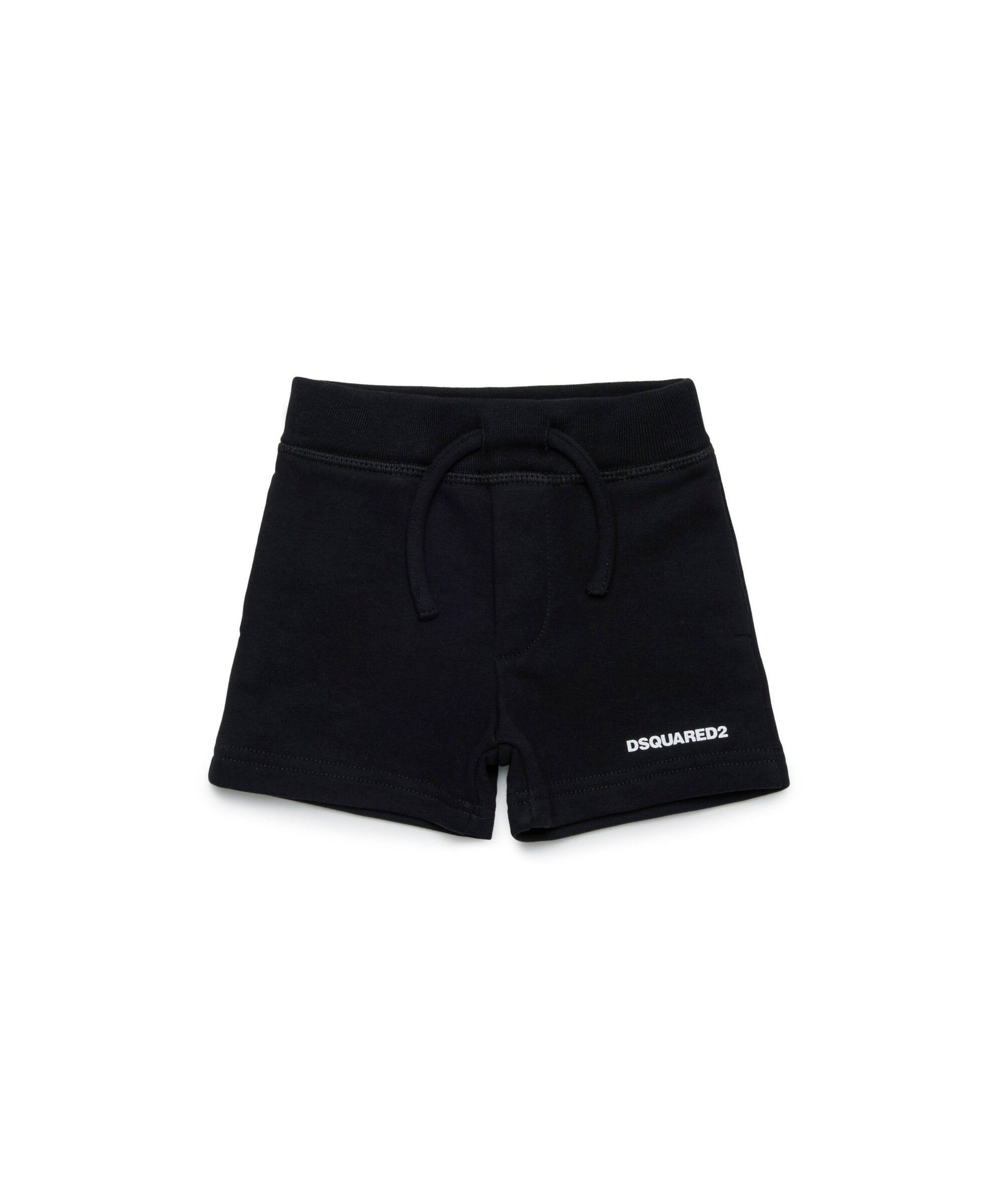 Dsquared2 Kids Short Nero in Felpa con Logo per Neonati