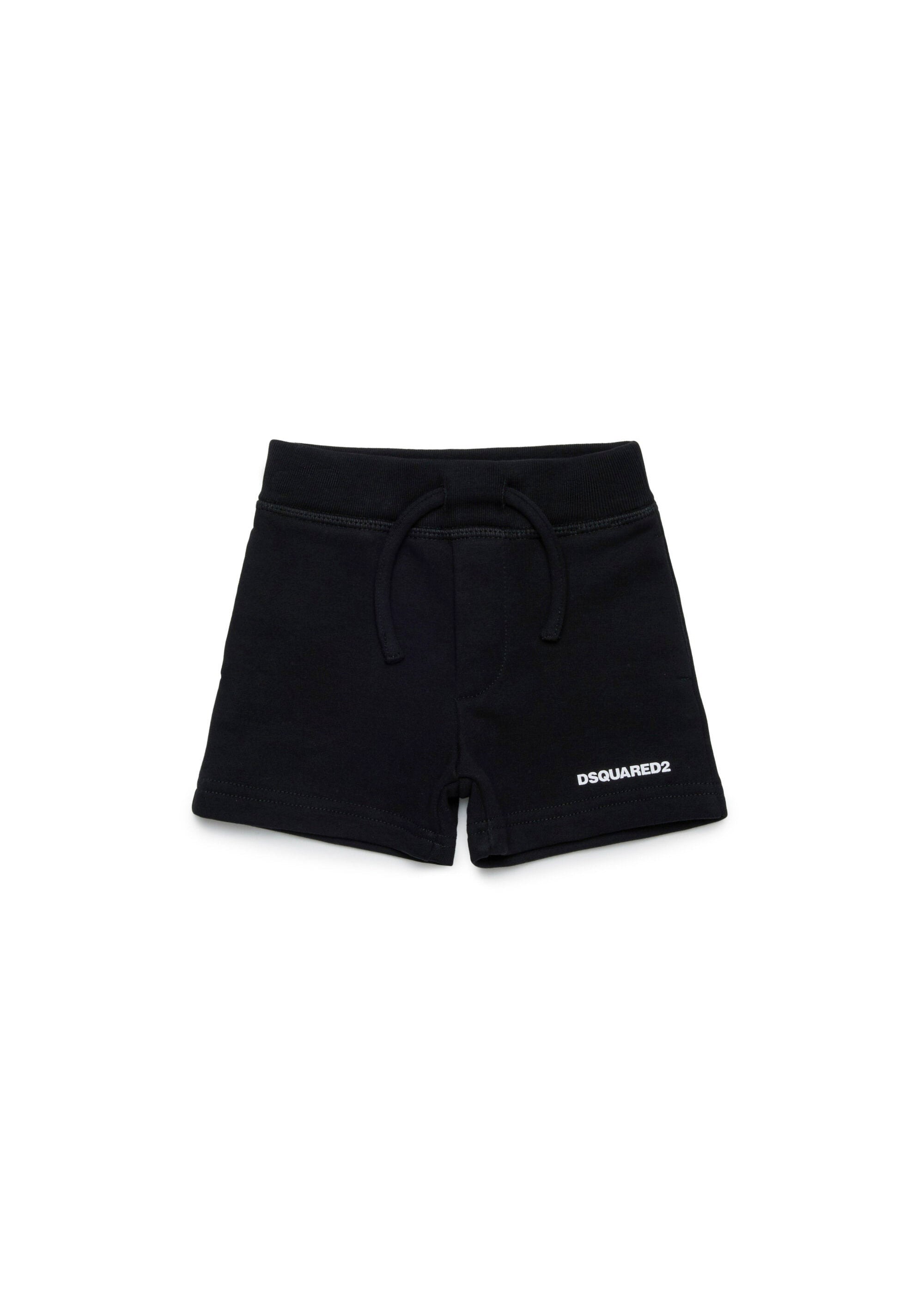Dsquared2 Kids Short Nero in Felpa con Logo per Neonati