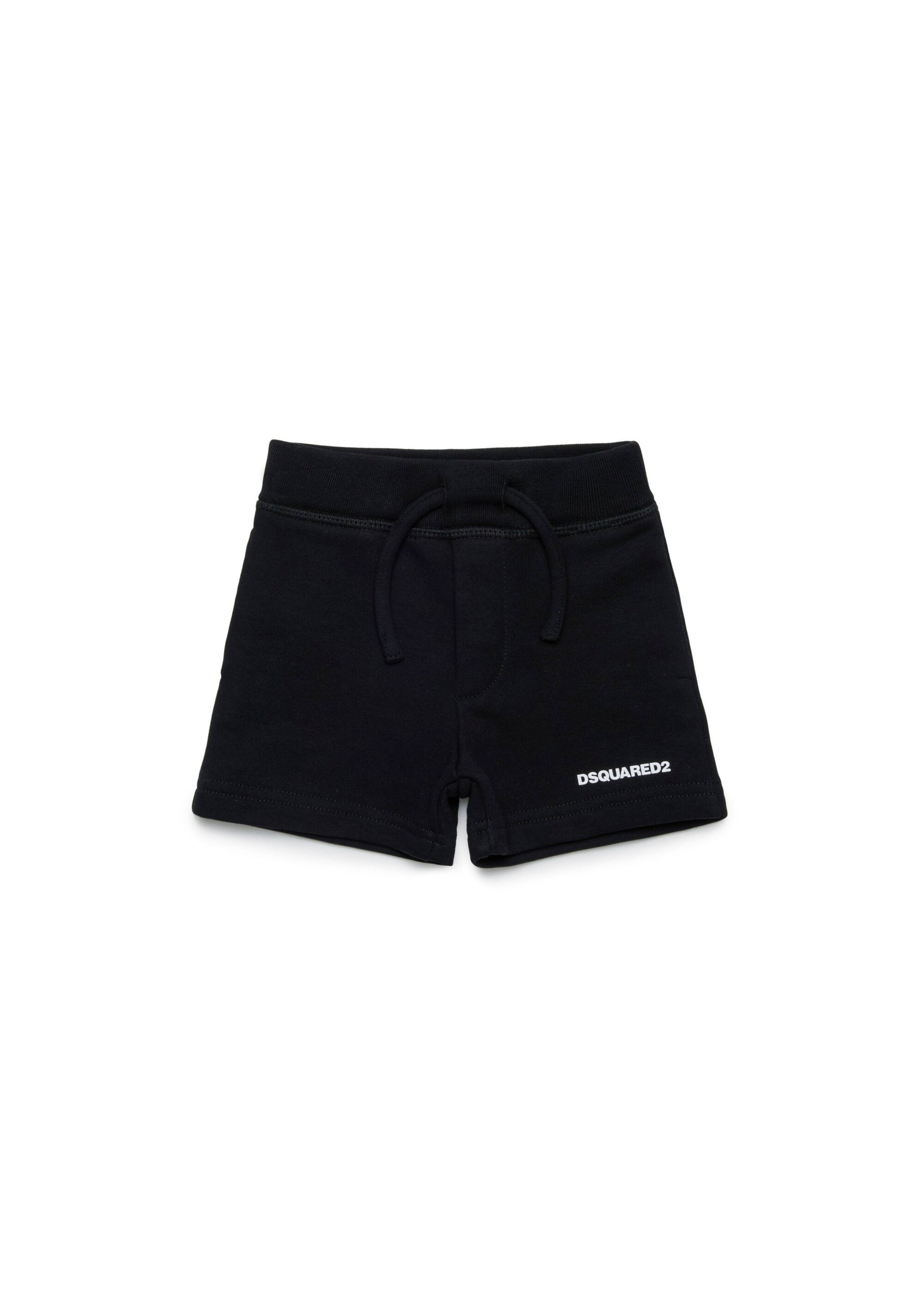 Dsquared2 Kids Short Nero in Felpa con Logo per Neonati