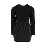 Elisabetta Franchi La Mia Bambina Abito in Maglia Nero con Logo per Bambine