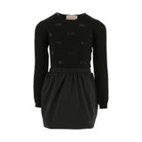 Elisabetta Franchi La Mia Bambina Abito in Maglia Nero con Logo per Bambine