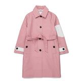 N21 Kids Trench Rosa con Dettagli Bianchi a Contrasto e Bottoni per bambine