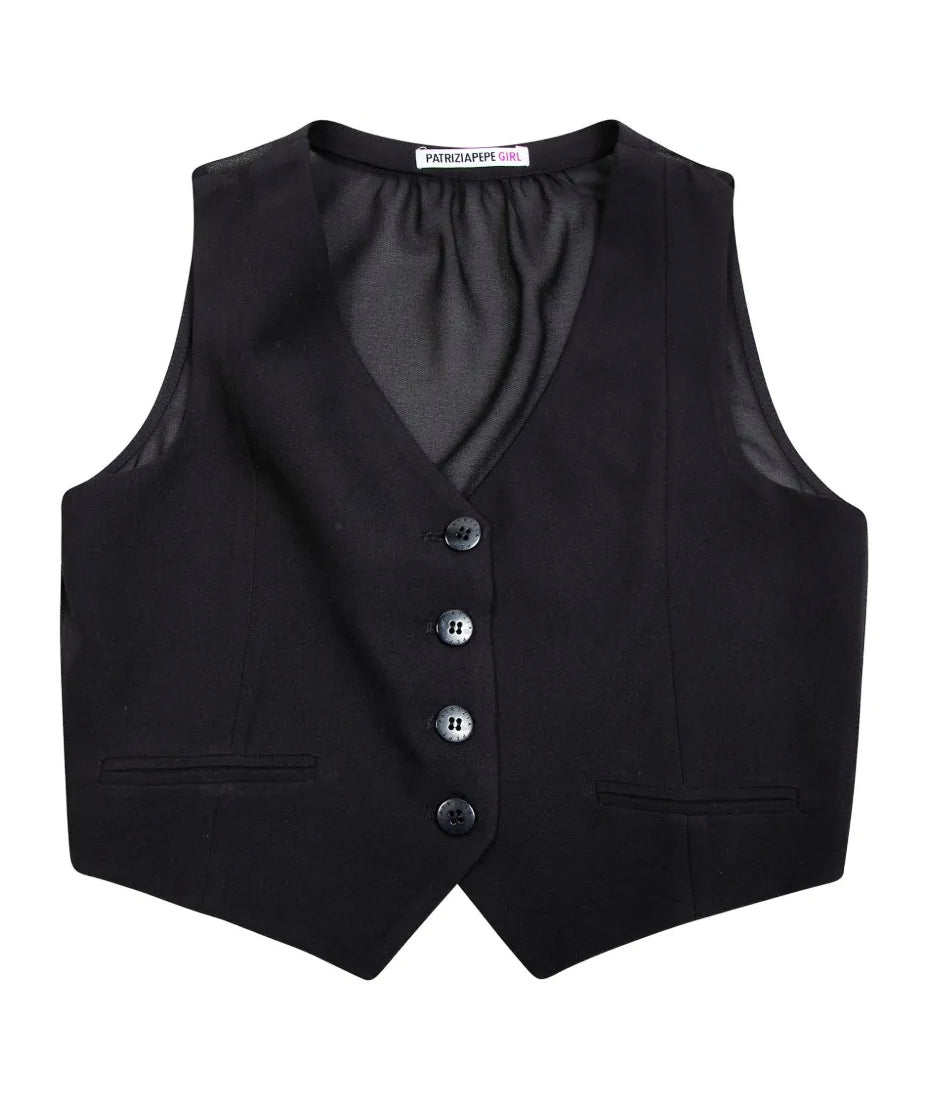 Patrizia Pepe Kids Gilet Nero per Bambine
