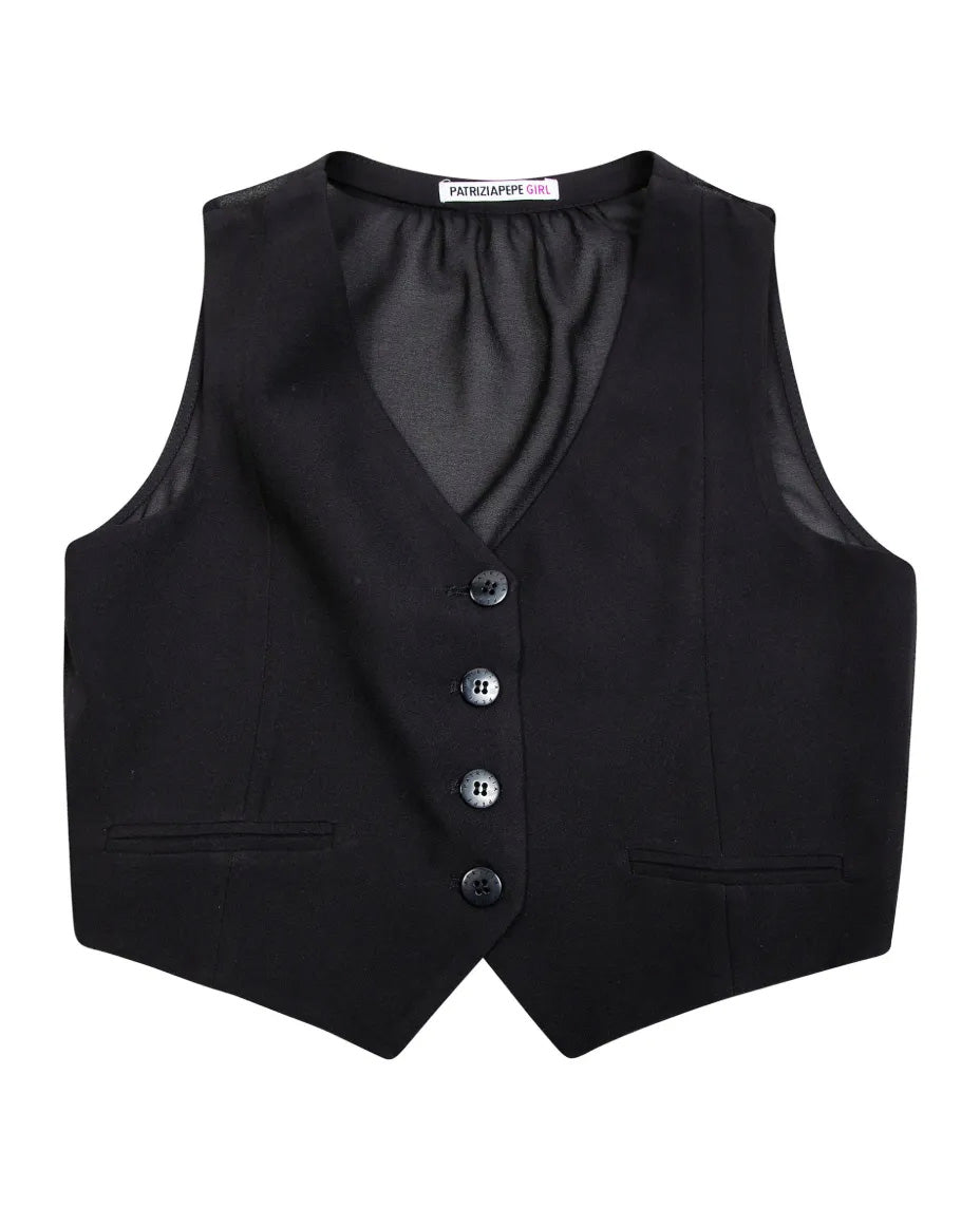 Patrizia Pepe Kids Gilet Nero per Bambine