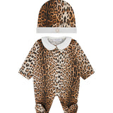 Roberto Cavalli Kids Set 2pz. Tutina e Cappellino con Motivo Animalier per Neonate