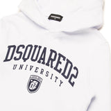 Dsquared2 Kids Felpa Bianca con Cappuccio con Stampa Logo per Bambini