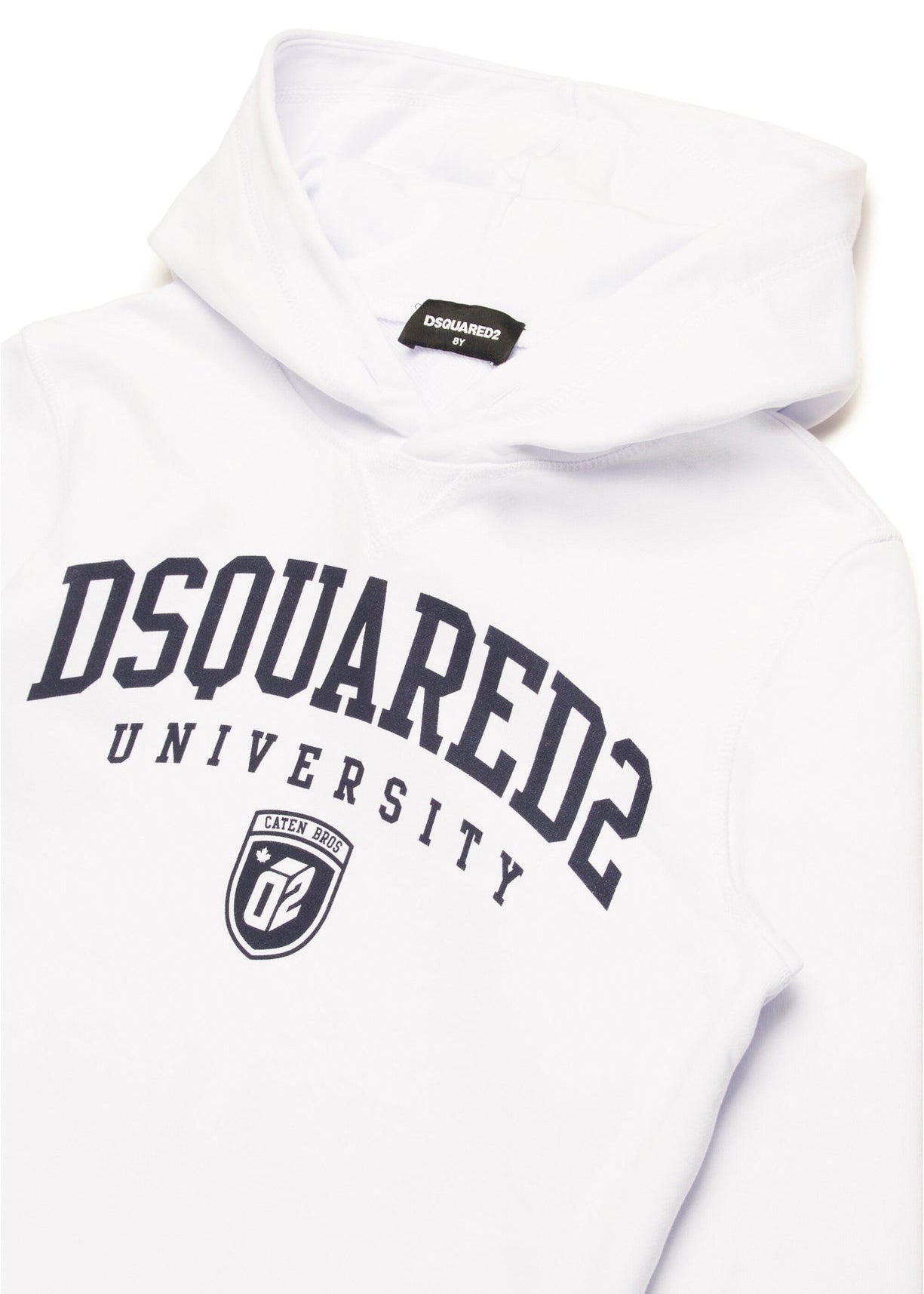 Dsquared2 Kids Felpa Bianca con Cappuccio con Stampa Logo per Bambini