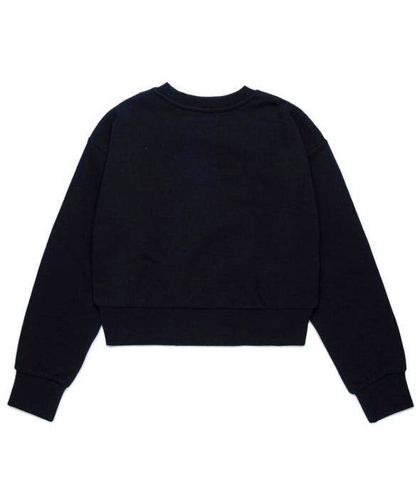 Diesel Kids Felpa Girocollo Nera con Logo Oval D per Bambine