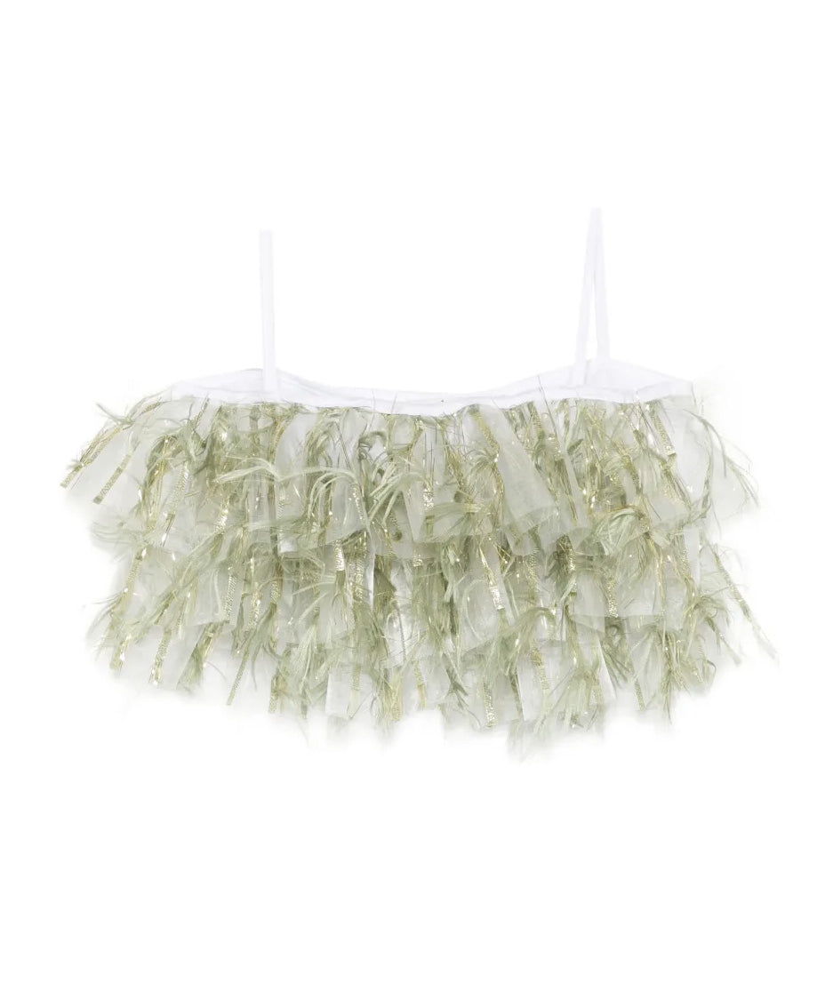 Kids Top in Organza Verde Oliva per Bambine