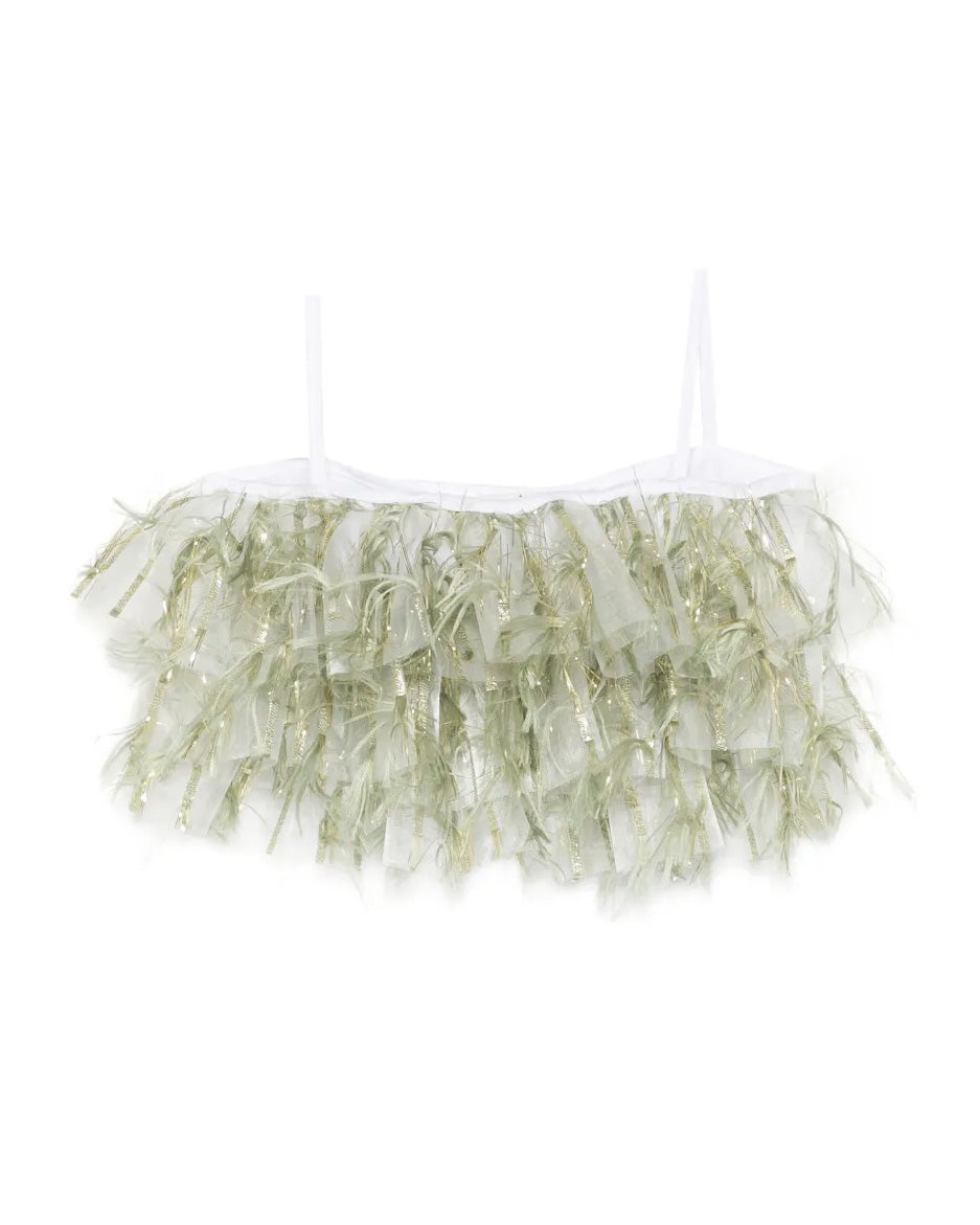 Kids Top in Organza Verde Oliva per Bambine