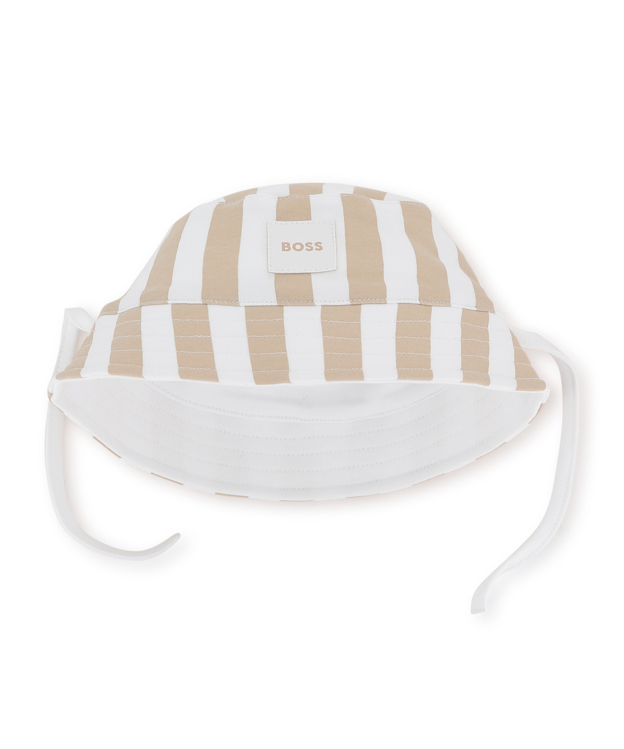 Boss Kids Cappello Reversibile Beige/Bianco per Neonati