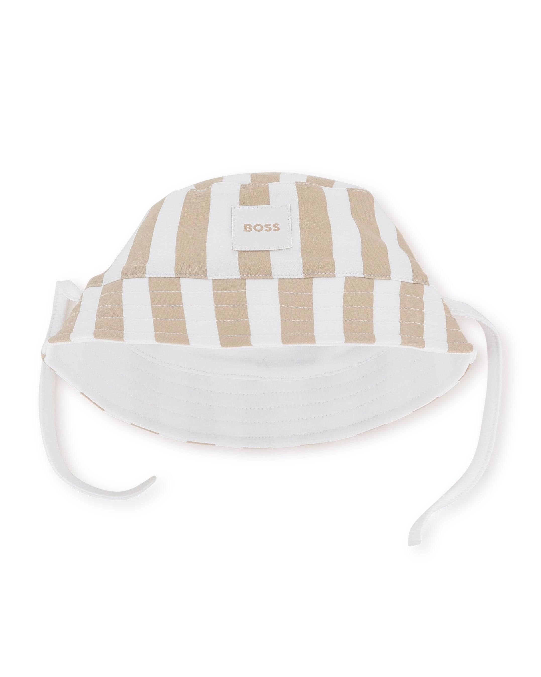 Boss Kids Cappello Reversibile Beige/Bianco per Neonati