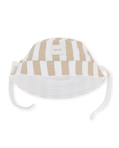 Boss Kids Cappello Reversibile Beige/Bianco per Neonati