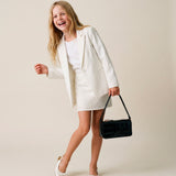 Patrizia Pepe Kids Giacca Monopetto Bianca con Strass per Bambine