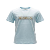 Vicolo Kids T-Shirt Celeste con Logo e Applicazioni per Bambine