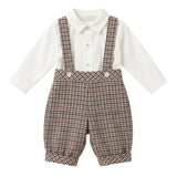 Deolinda Kids Completo Camicetta + Salopette a Quadri per Neonate