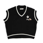 Vicolo Kids Gilet Nero con Dettagli a Contrasto Bianchi per Bambine